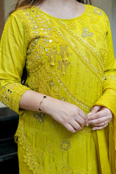 Embroidered Upside Down Silk Suit Set